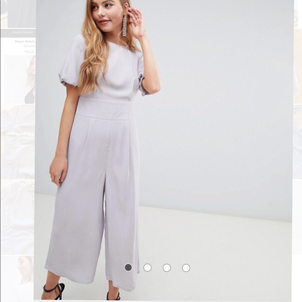 ASOS Design tea jumpsuit balloon sleeve silver